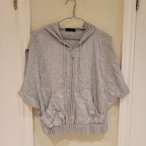 LINE silver short cap sleeve zip up hoodie